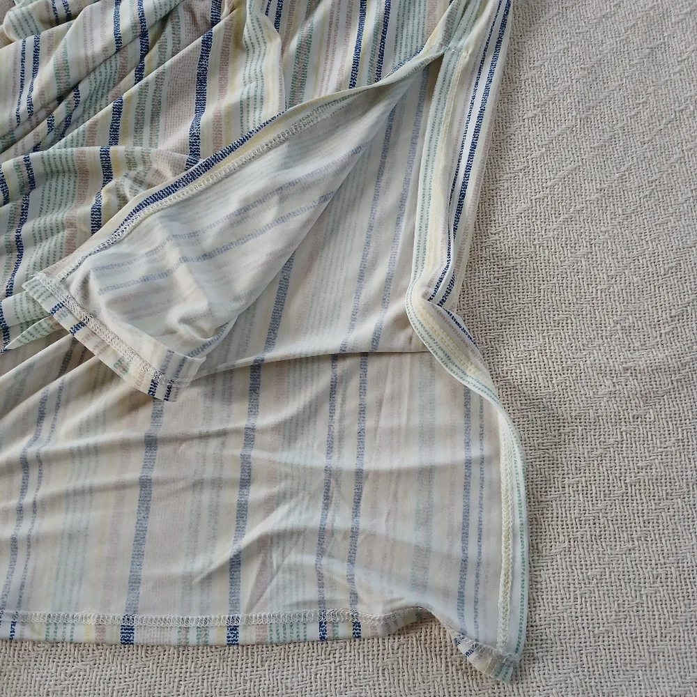bcbgeneration ♡ striped nveck midi draped pocket dress boho effortless indie